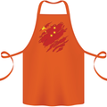 Torn China Flag Chinese Day Football Cotton Apron 100% Organic Orange