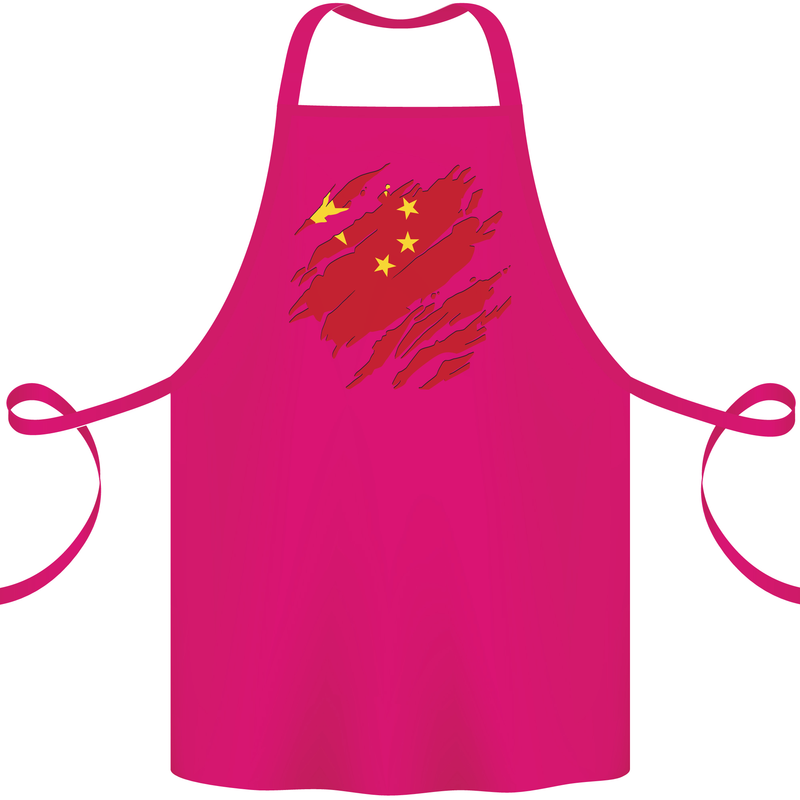 Torn China Flag Chinese Day Football Cotton Apron 100% Organic Pink