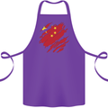 Torn China Flag Chinese Day Football Cotton Apron 100% Organic Purple
