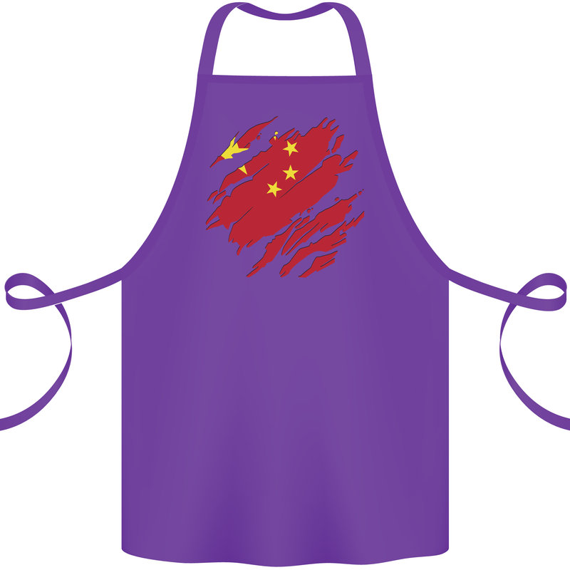 Torn China Flag Chinese Day Football Cotton Apron 100% Organic Purple