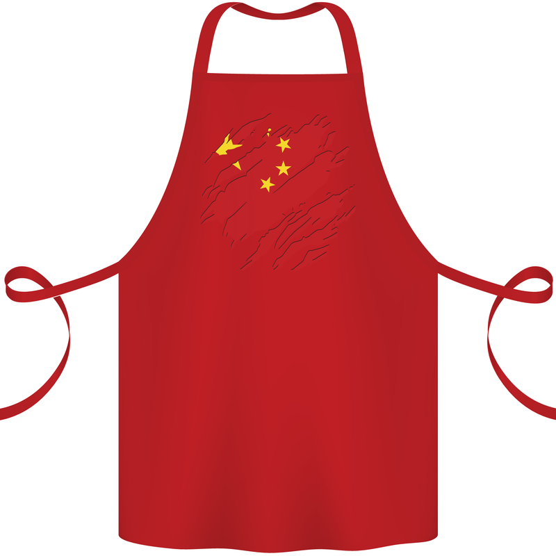 Torn China Flag Chinese Day Football Cotton Apron 100% Organic Red