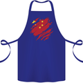 Torn China Flag Chinese Day Football Cotton Apron 100% Organic Royal Blue