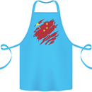 Torn China Flag Chinese Day Football Cotton Apron 100% Organic Turquoise