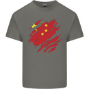 Torn China Flag Chinese Day Football Kids T-Shirt Childrens Charcoal