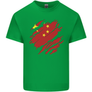 Torn China Flag Chinese Day Football Kids T-Shirt Childrens Irish Green