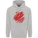 Torn China Flag Chinese Day Football Mens 80% Cotton Hoodie Sports Grey