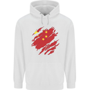 Torn China Flag Chinese Day Football Mens 80% Cotton Hoodie White
