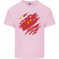 Torn China Flag Chinese Day Football Mens Cotton T-Shirt Tee Top Light Pink