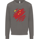 Torn China Flag Chinese Day Football Mens Sweatshirt Jumper Charcoal