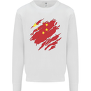 Torn China Flag Chinese Day Football Mens Sweatshirt Jumper White