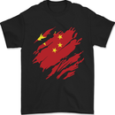 Torn China Flag Chinese Day Football Mens T-Shirt 100% Cotton Black