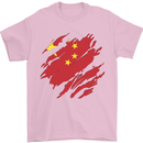Torn China Flag Chinese Day Football Mens T-Shirt 100% Cotton Light Pink