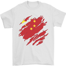 Torn China Flag Chinese Day Football Mens T-Shirt 100% Cotton White