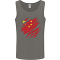 Torn China Flag Chinese Day Football Mens Vest Tank Top Charcoal
