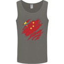 Torn China Flag Chinese Day Football Mens Vest Tank Top Charcoal