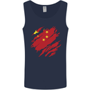Torn China Flag Chinese Day Football Mens Vest Tank Top Navy Blue