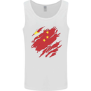 Torn China Flag Chinese Day Football Mens Vest Tank Top White