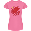 Torn China Flag Chinese Day Football Womens Petite Cut T-Shirt Azalea