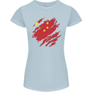 Torn China Flag Chinese Day Football Womens Petite Cut T-Shirt Light Blue