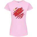 Torn China Flag Chinese Day Football Womens Petite Cut T-Shirt Light Pink