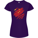 Torn China Flag Chinese Day Football Womens Petite Cut T-Shirt Purple