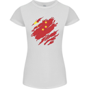 Torn China Flag Chinese Day Football Womens Petite Cut T-Shirt White