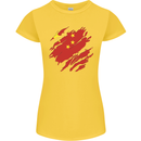 Torn China Flag Chinese Day Football Womens Petite Cut T-Shirt Yellow