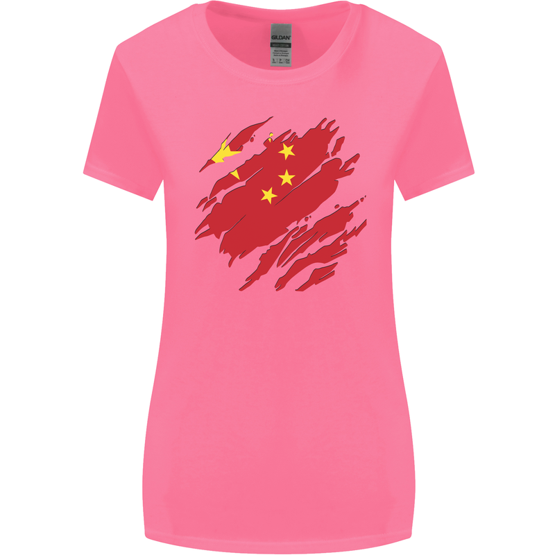 Torn China Flag Chinese Day Football Womens Wider Cut T-Shirt Azalea