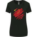 Torn China Flag Chinese Day Football Womens Wider Cut T-Shirt Black