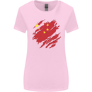 Torn China Flag Chinese Day Football Womens Wider Cut T-Shirt Light Pink