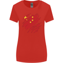 Torn China Flag Chinese Day Football Womens Wider Cut T-Shirt Red