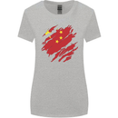 Torn China Flag Chinese Day Football Womens Wider Cut T-Shirt Sports Grey