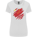 Torn China Flag Chinese Day Football Womens Wider Cut T-Shirt White