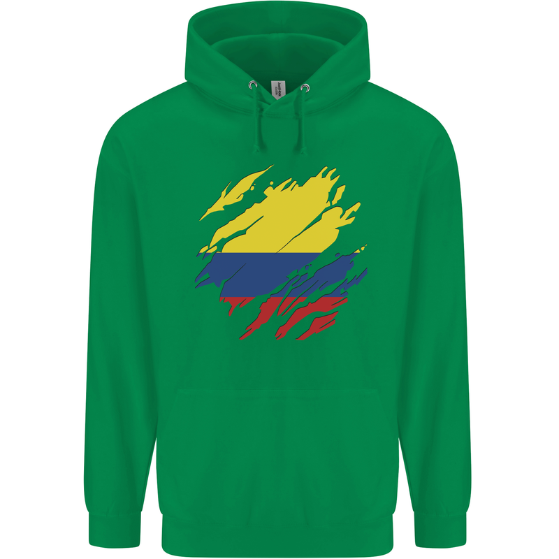 Torn Columbia Flag Columbian Day Football Childrens Kids Hoodie Irish Green