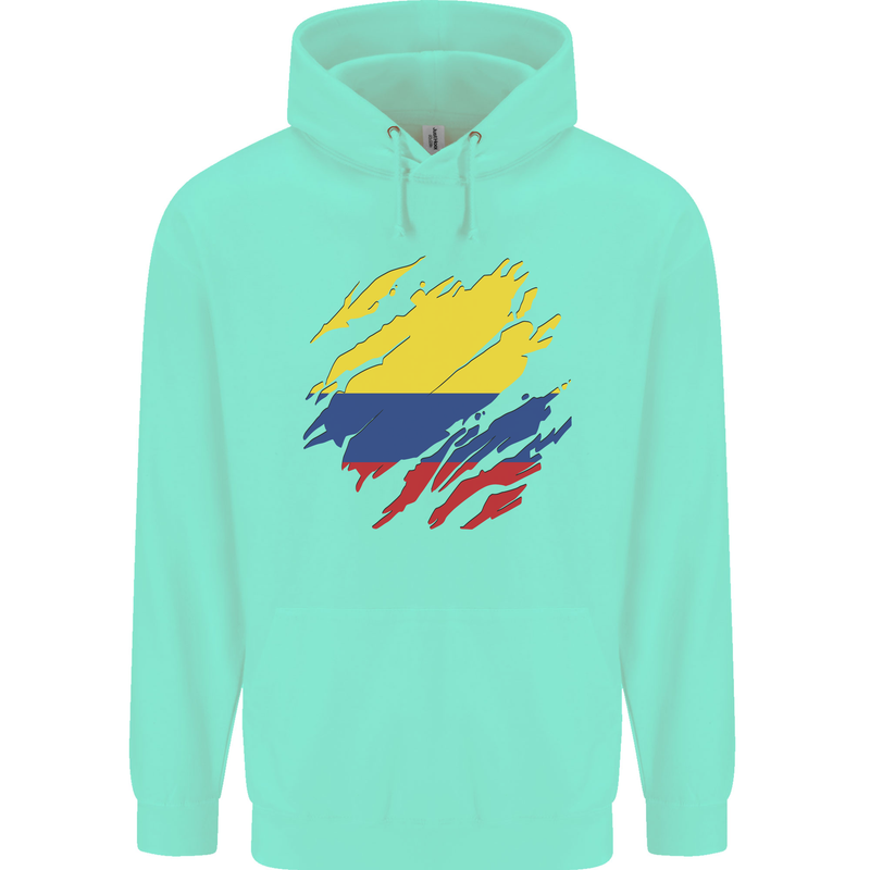 Torn Columbia Flag Columbian Day Football Childrens Kids Hoodie Peppermint