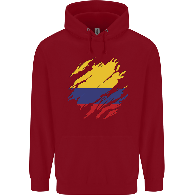 Torn Columbia Flag Columbian Day Football Childrens Kids Hoodie Red