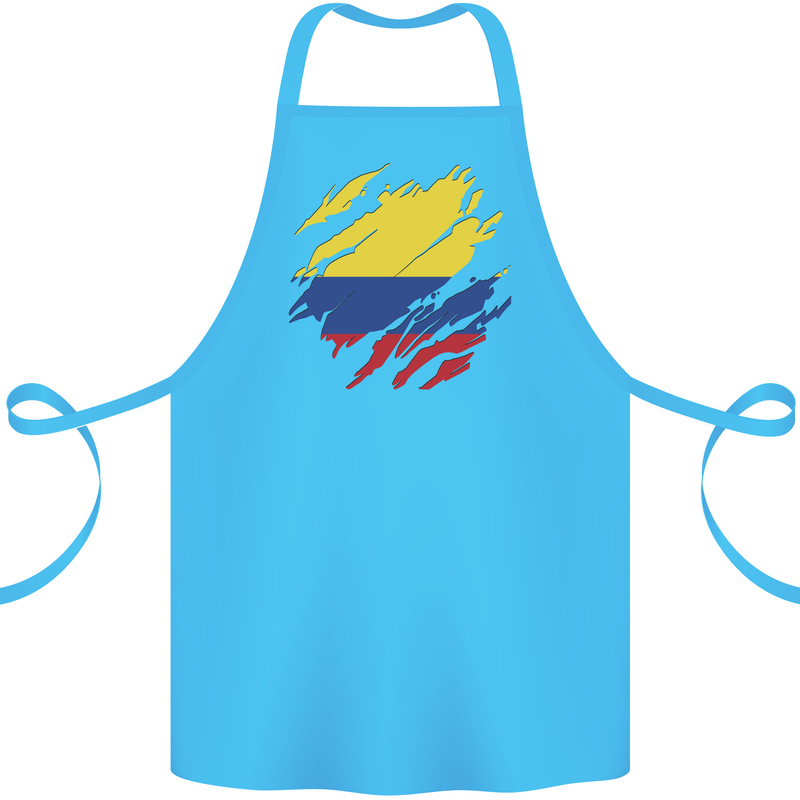 Torn Columbia Flag Columbian Day Football Cotton Apron 100% Organic Turquoise