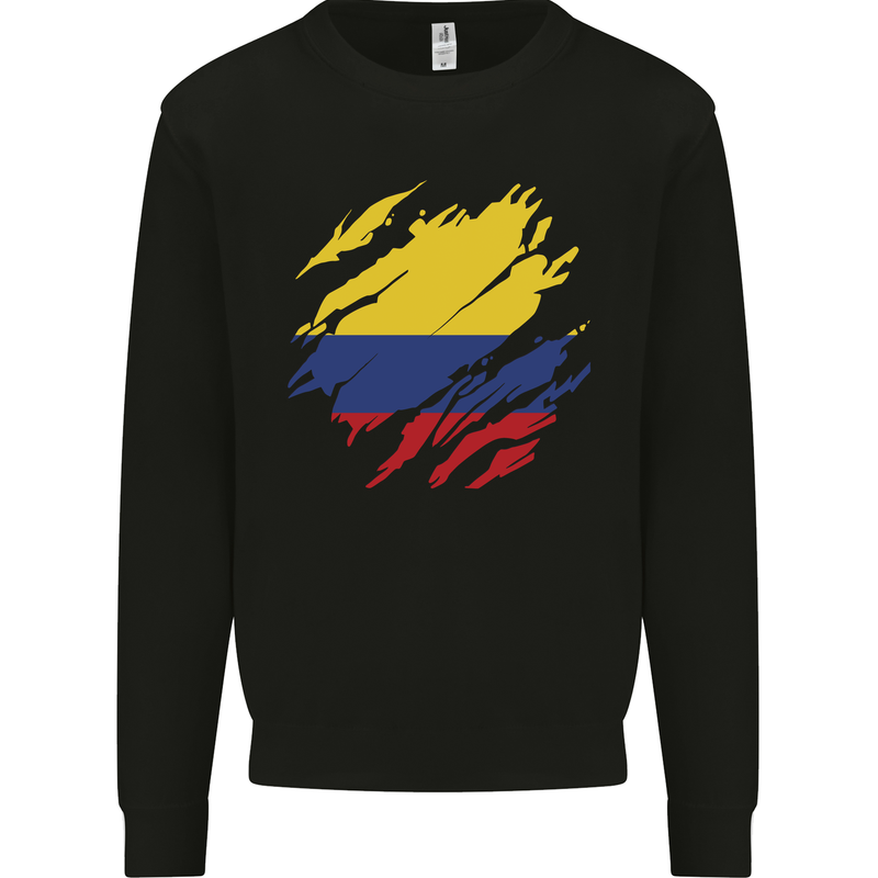 Torn Columbia Flag Columbian Day Football Kids Sweatshirt Jumper Black