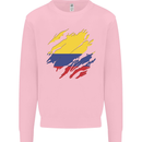 Torn Columbia Flag Columbian Day Football Kids Sweatshirt Jumper Light Pink