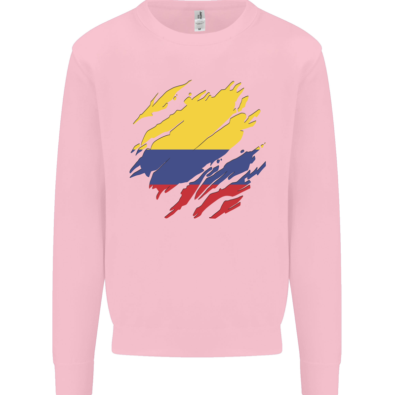 Torn Columbia Flag Columbian Day Football Kids Sweatshirt Jumper Light Pink