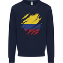 Torn Columbia Flag Columbian Day Football Kids Sweatshirt Jumper Navy Blue