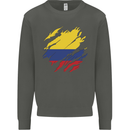 Torn Columbia Flag Columbian Day Football Kids Sweatshirt Jumper Storm Grey