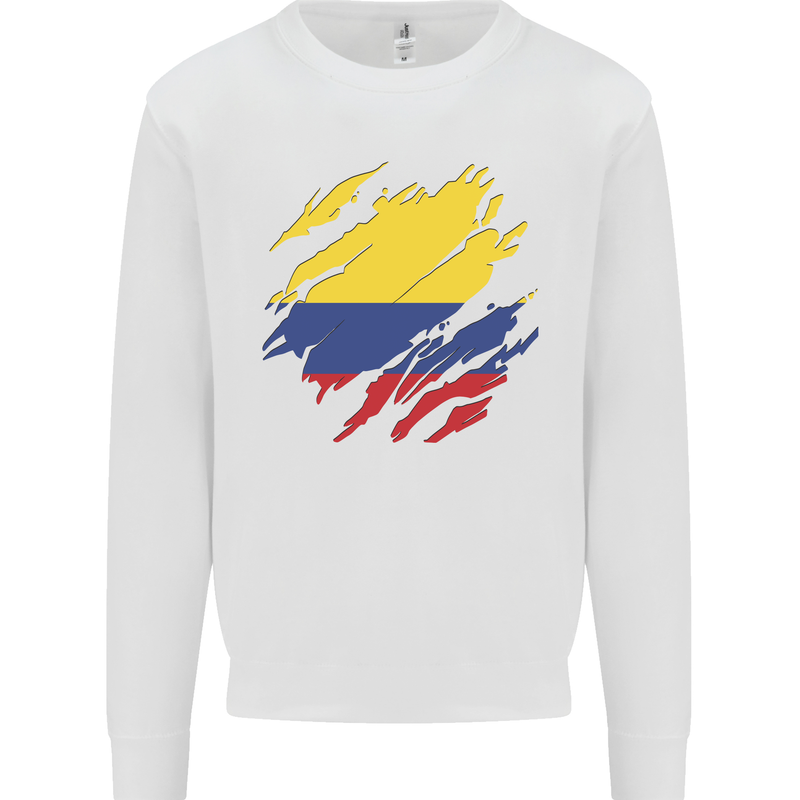Torn Columbia Flag Columbian Day Football Kids Sweatshirt Jumper White