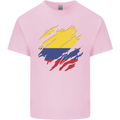 Torn Columbia Flag Columbian Day Football Kids T-Shirt Childrens Light Pink