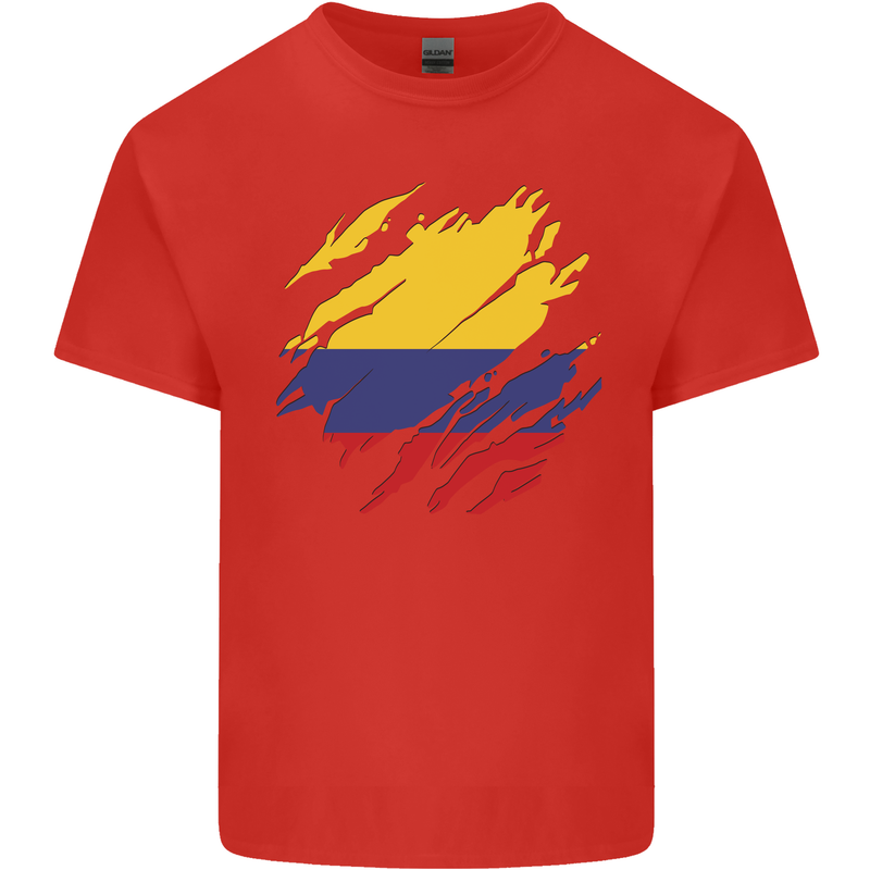 Torn Columbia Flag Columbian Day Football Kids T-Shirt Childrens Red