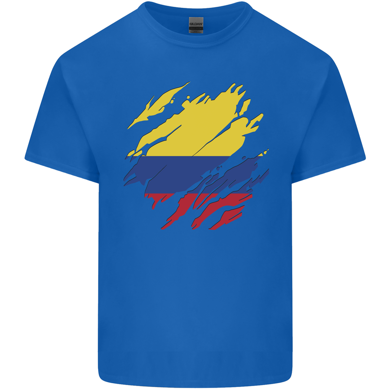 Torn Columbia Flag Columbian Day Football Kids T-Shirt Childrens Royal Blue
