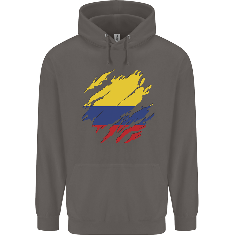 Torn Columbia Flag Columbian Day Football Mens 80% Cotton Hoodie Charcoal