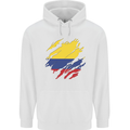 Torn Columbia Flag Columbian Day Football Mens 80% Cotton Hoodie White