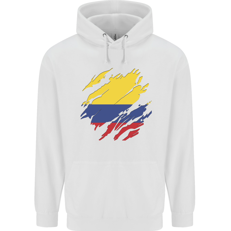 Torn Columbia Flag Columbian Day Football Mens 80% Cotton Hoodie White
