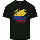 Torn Columbia Flag Columbian Day Football Mens Cotton T-Shirt Tee Top Black